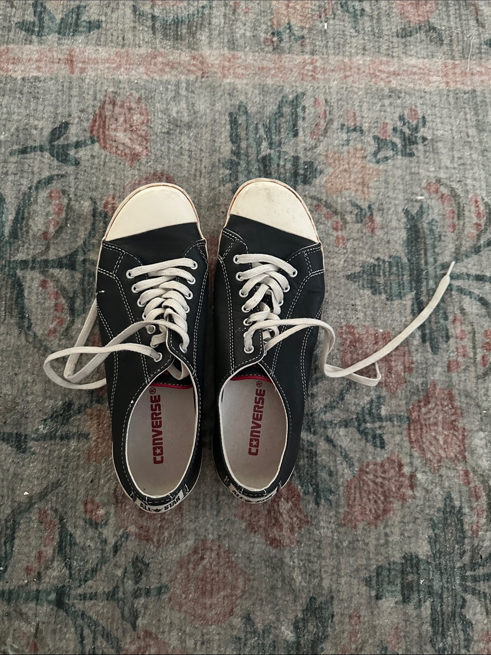 Vintage Leather Converse Black and White Low-Top Sneakers